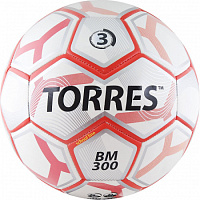 Мяч футб. "TORRES BM300" F320743 р.3, 28п. TRU, 2подк.слоя, маш.сш. бело-сер-крас.